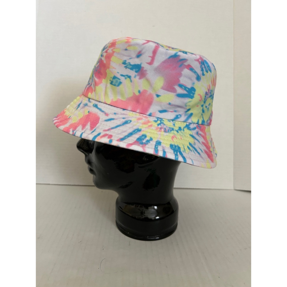 Men's Unbranded Tie Dye Bucket Hat White Multi One Size *NEW* - Picture 2 of 7